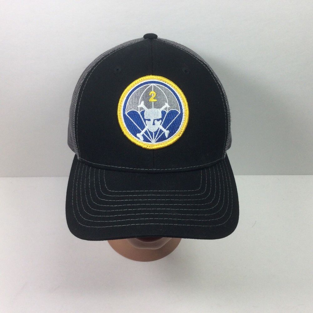 Richardson Hat Paratroopers Military Patch Parachute‎ Black Gray SnapBack Cap
